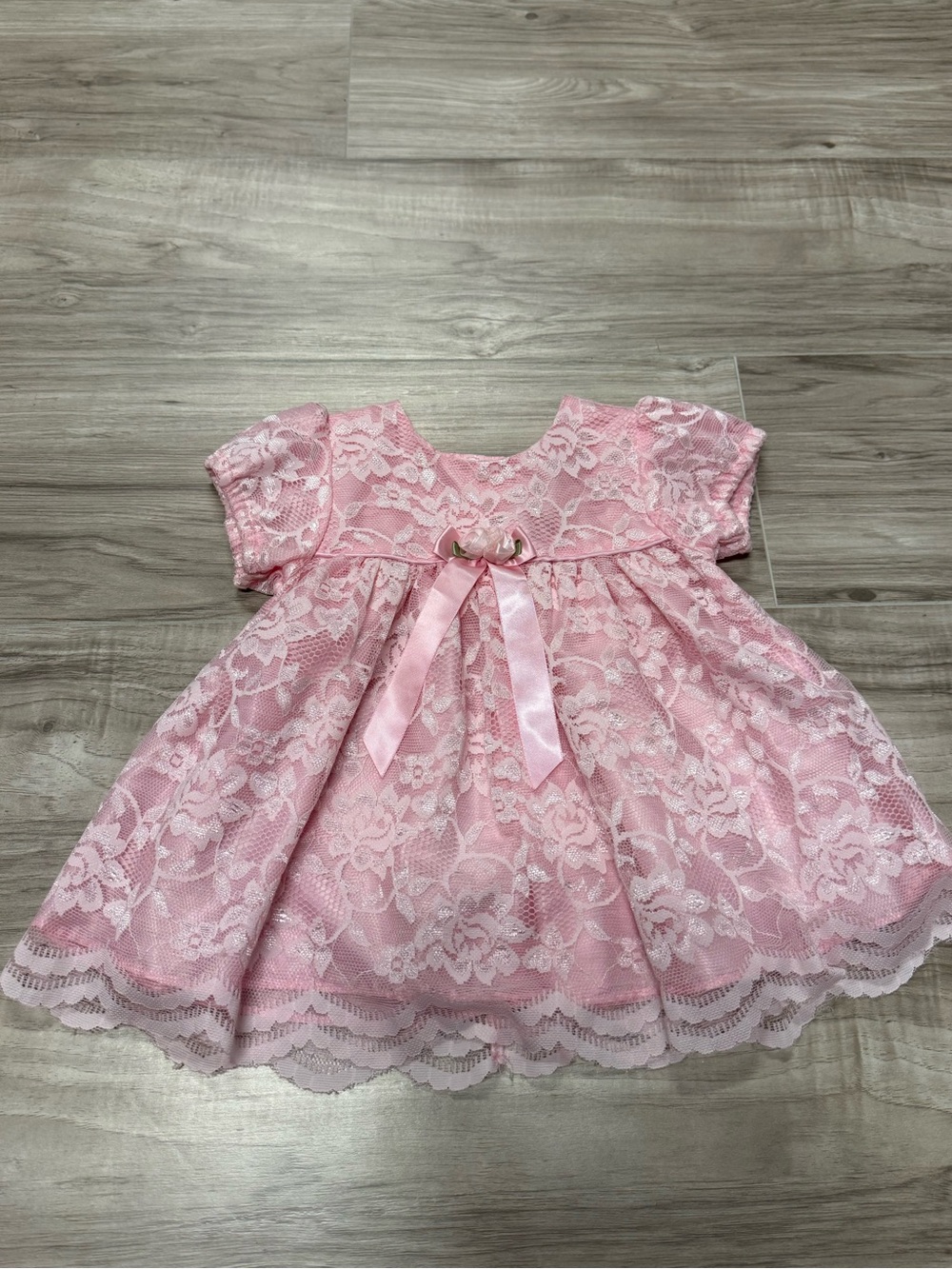 Bryan Pink Lace Bow Kids Dress Baby Size 6-9 Months Beautiful